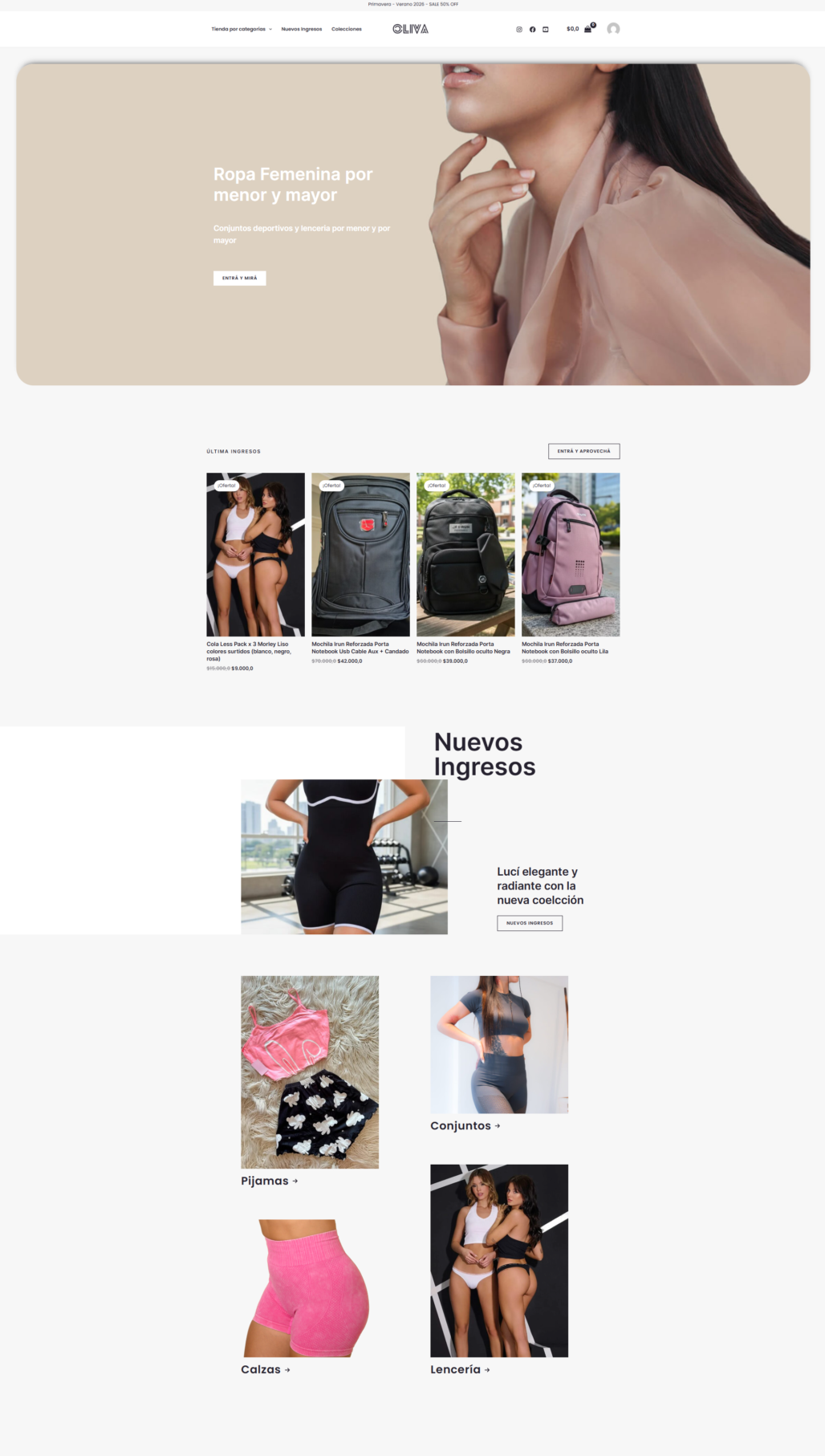 Tienda de indumentaria femenina por mayor y menor